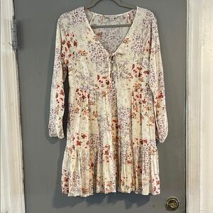 American Eagle Cottage Core Floral Tiered Long Sleeved Baby Doll Dress Size S